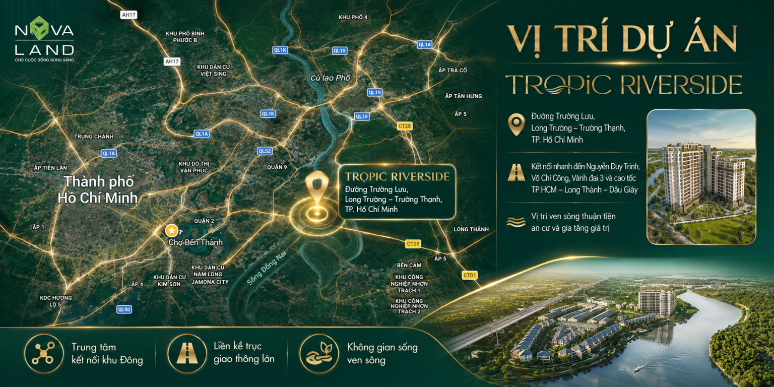 Tropic Riverside được ví như "yết hầu" giao thương của khu vực phía Đông.
